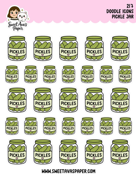 Pickle Jar Doodle Icons Planner Stickers [217]