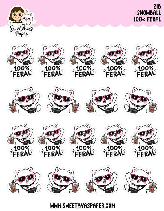 Snowball The Cat 100% Feral Planner Stickers [218]