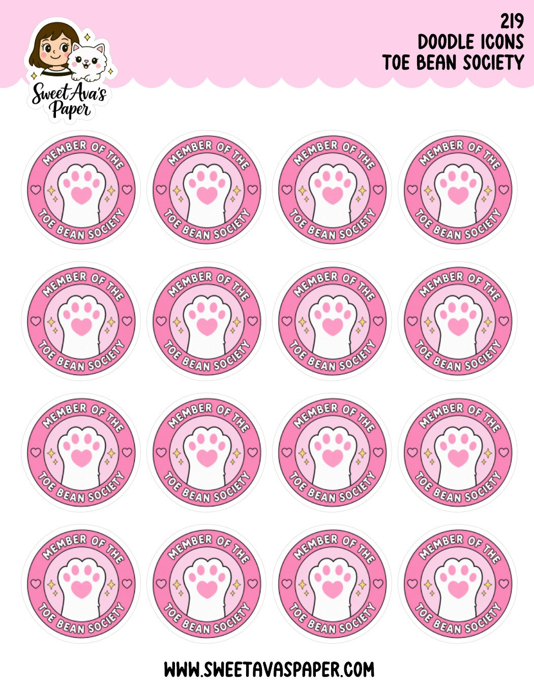 Member Of The Toe Bean Society Doodle Icons Planner Stickers [219]