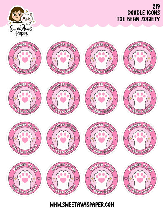Member Of The Toe Bean Society Doodle Icons Planner Stickers [219]
