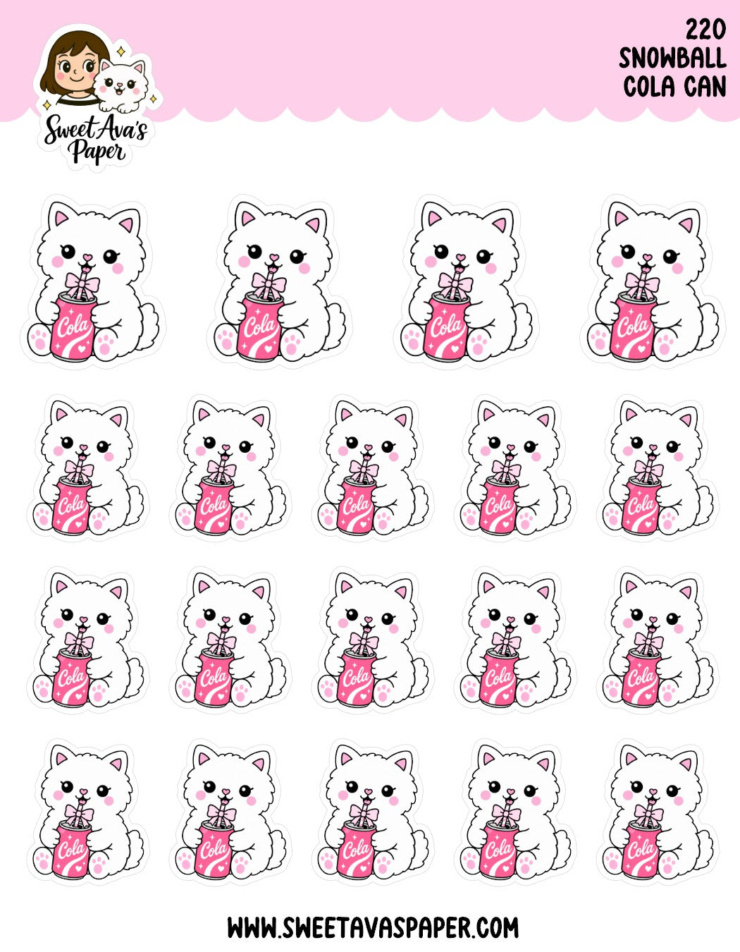 Snowball The Cat Cola Can Planner Stickers [220]