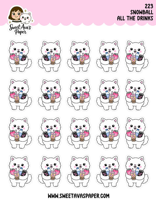 Snowball The Cat All The Drinks Planner Stickers [223]