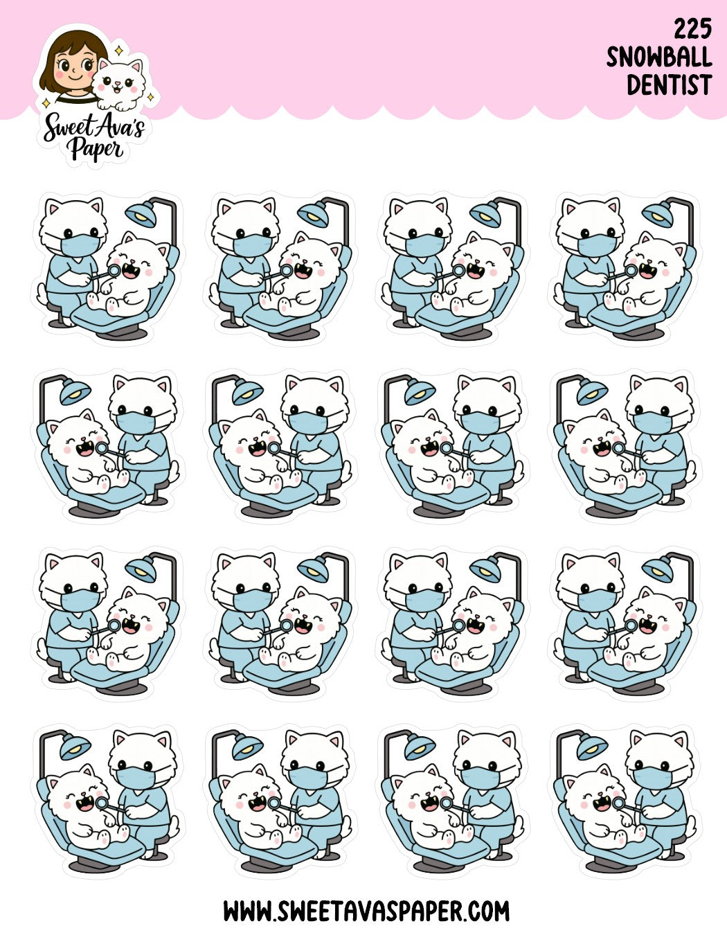 Snowball The Cat Dentist Planner Stickers [225]