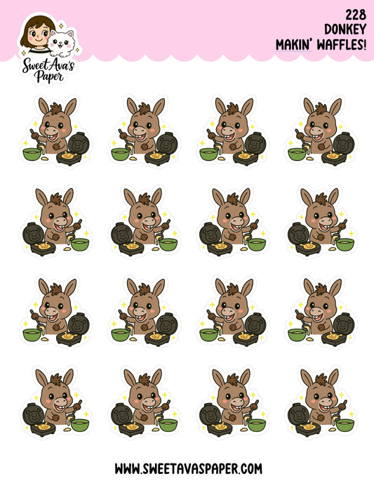 Donkey Making Waffles Planner Stickers [228]