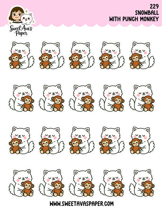 Snowball The Cat With Punch Monkey Plush Planner Stickers [229]