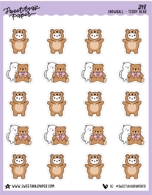 Teddy Bear Stickers - Snowball The Cat - [248]