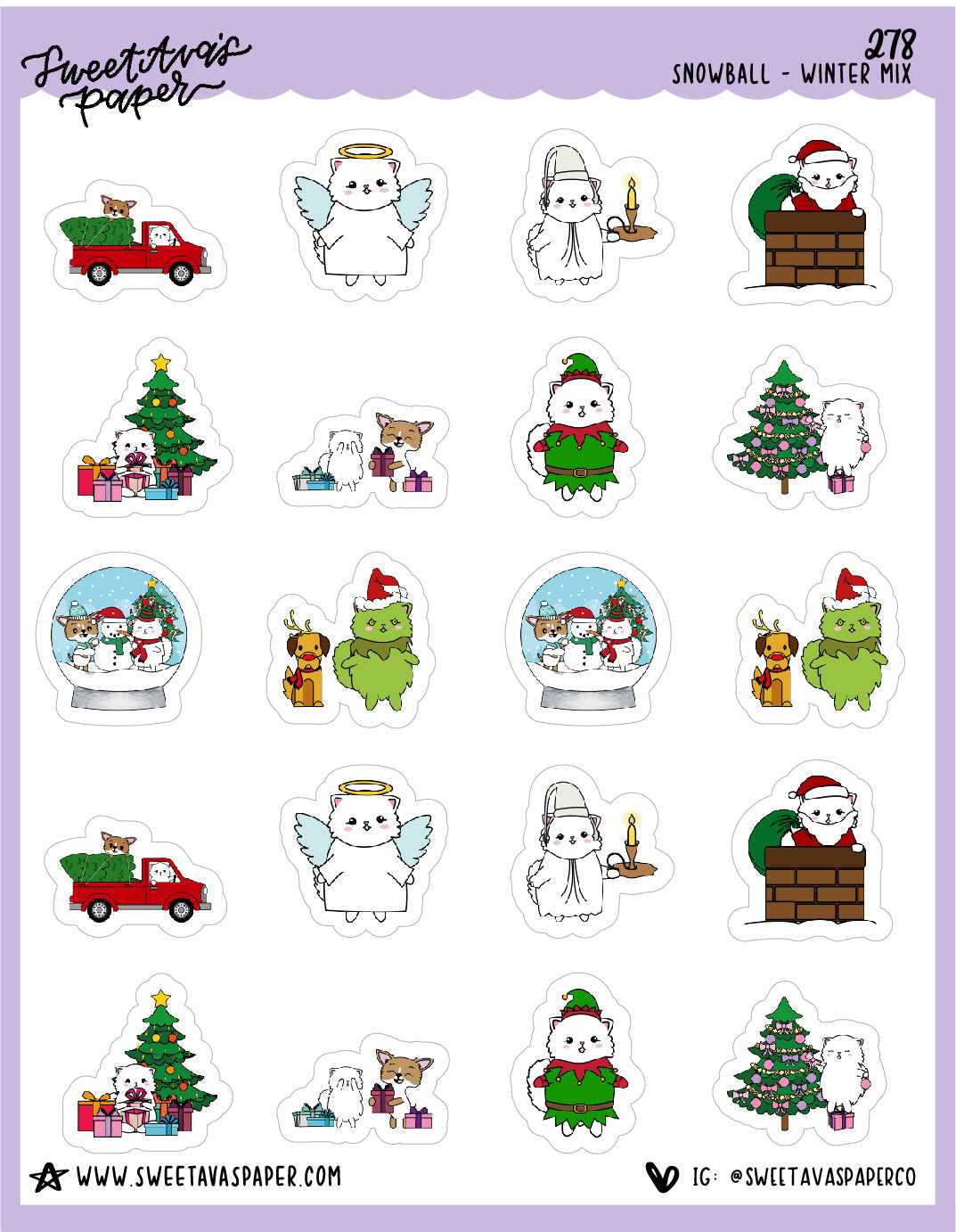 Winter Mix Stickers - Snowball The Cat - [278]