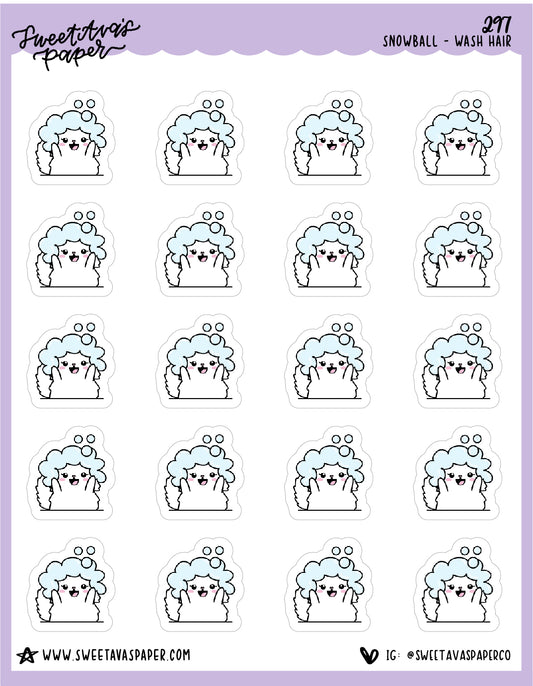 Wash Hair Planner Stickers - Snowball The Cat - [297]