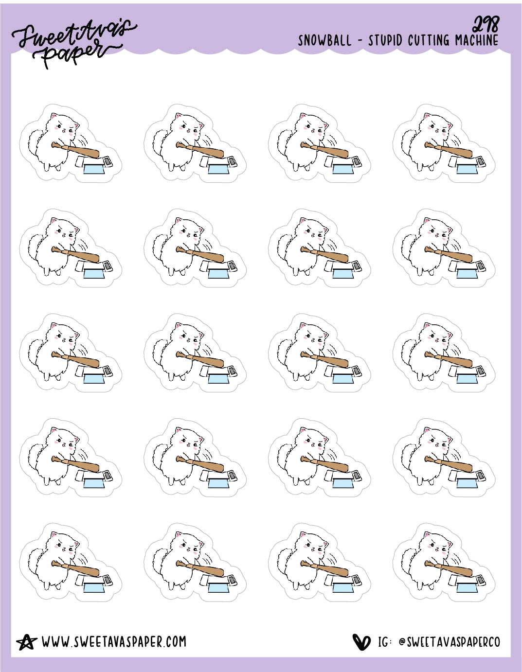 Stupid Cutting Machine Planner Stickers - Snowball The Cat - [298]