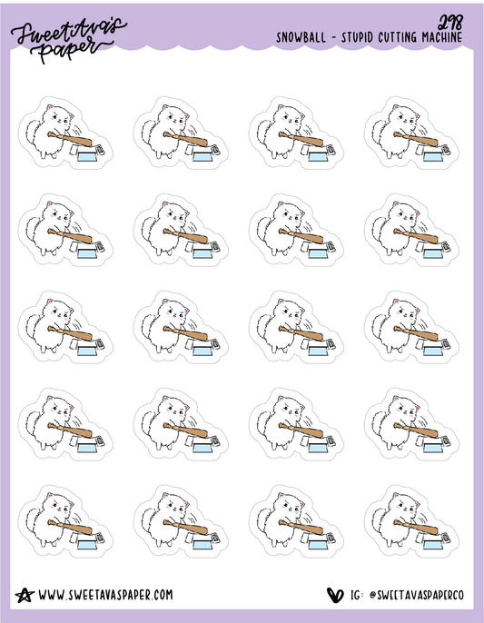 Stupid Cutting Machine Planner Stickers - Snowball The Cat - [298]