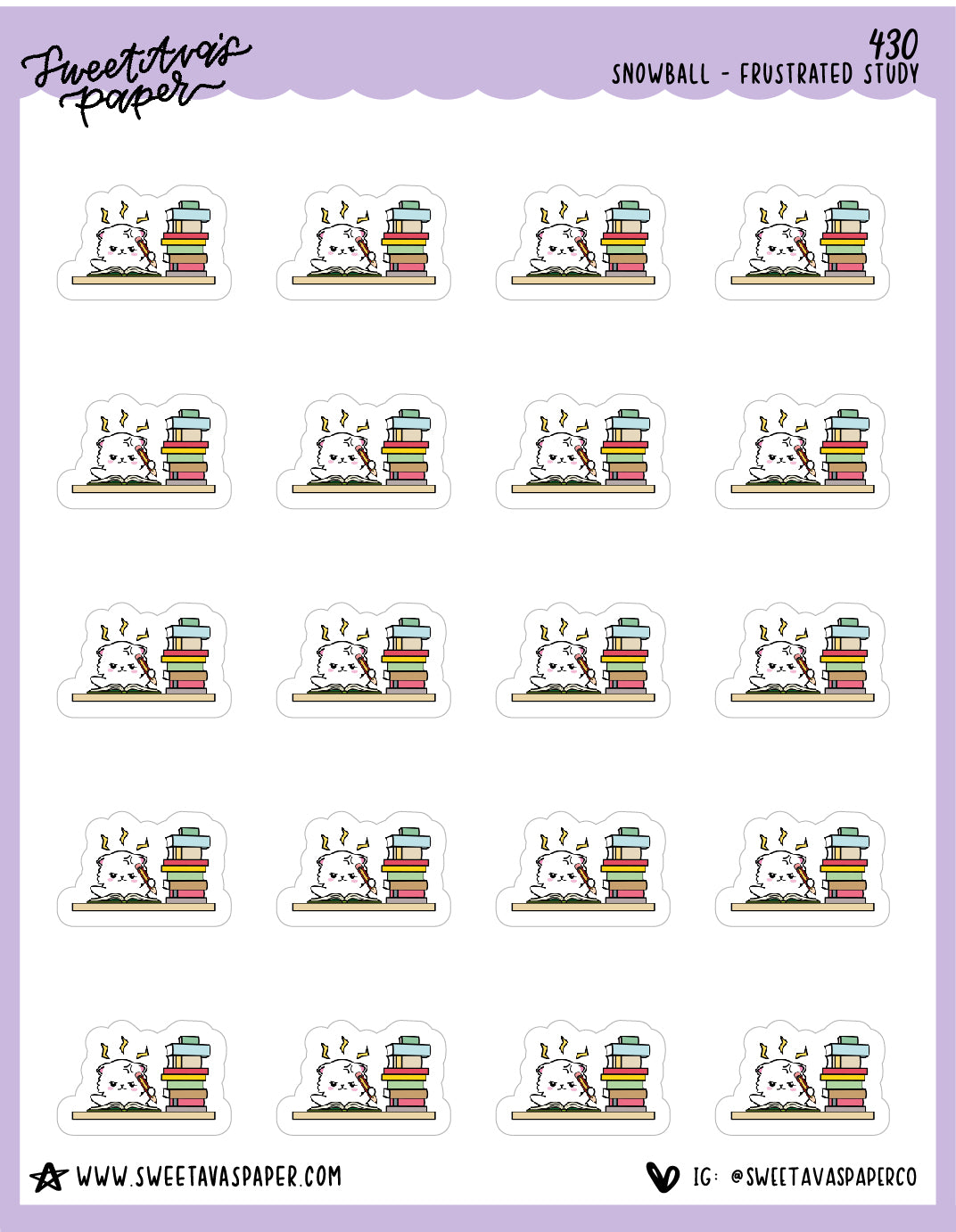 Study Planner Stickers - Snowball The Cat - [430]