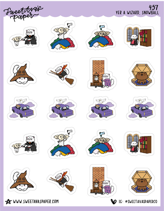 Wizard Adventure Planner Stickers - Snowball The Cat - [457]