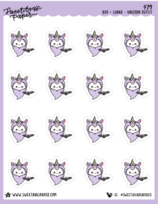 Unicorn Costume Planner Stickers - Boo and Lunar [479]