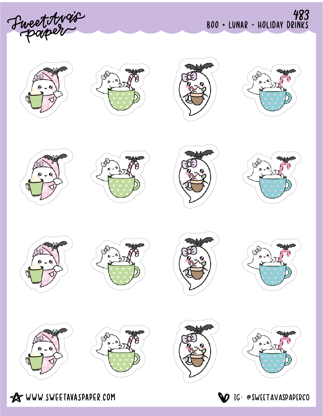 Winter Drink Mix Planner Stickers - Boo and Lunar [483]