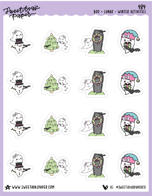 Winter Mix Planner Stickers - Boo and Lunar [484]
