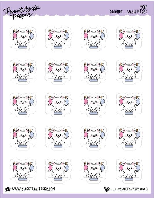 Wash Face Masks Planner Stickers - Coconut the Puppy [531]