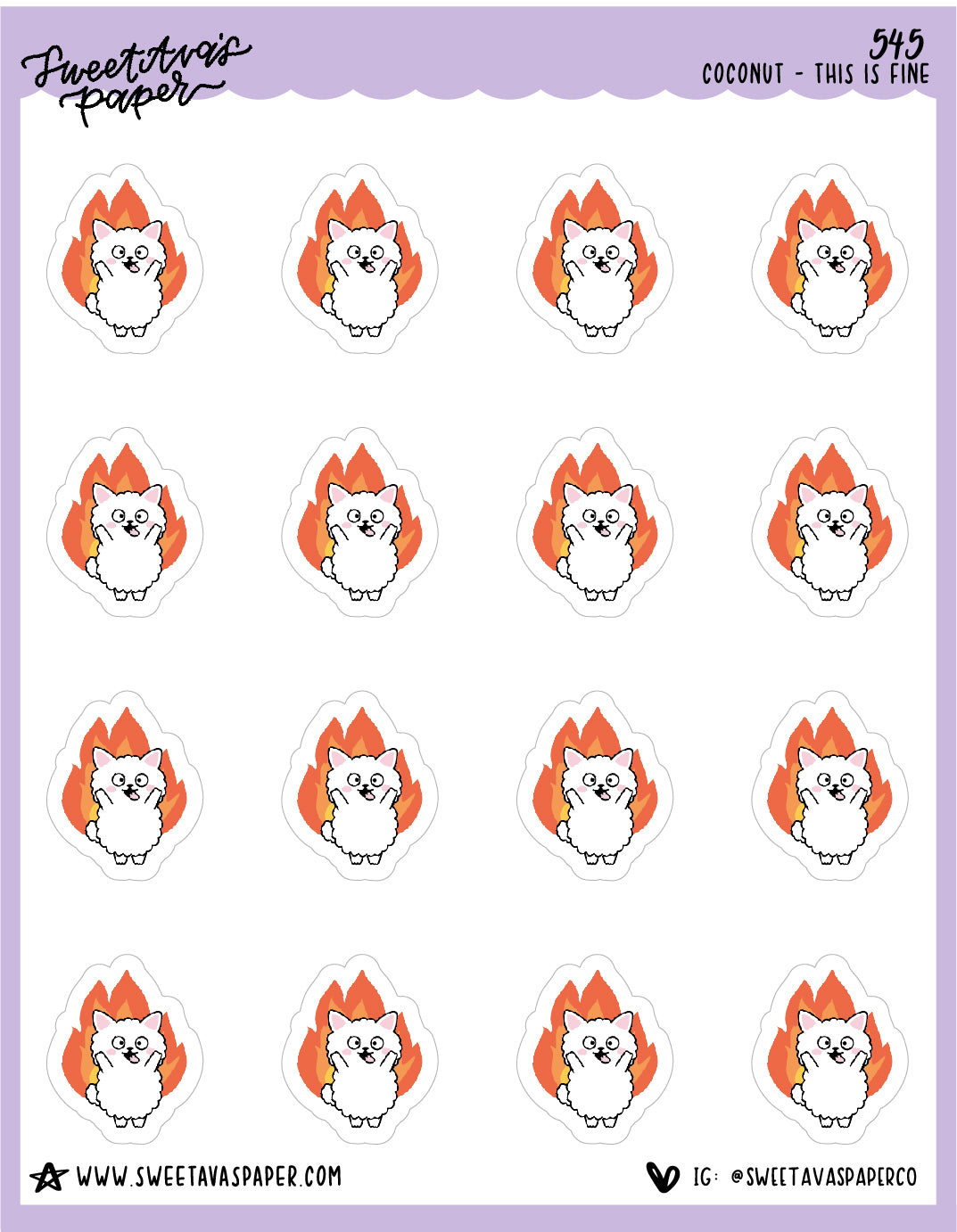 This Is Fine Planner Stickers - Coconut the Puppy [545]