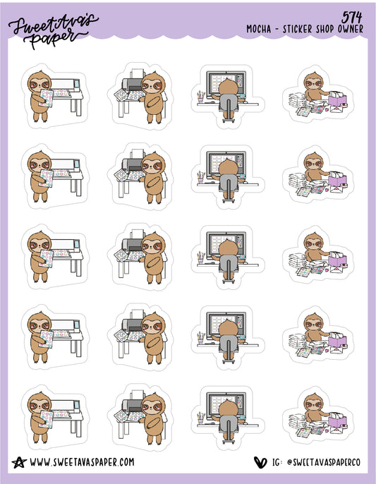 Sticker Shop Owner Planner Stickers - Mocha The Sloth [574]
