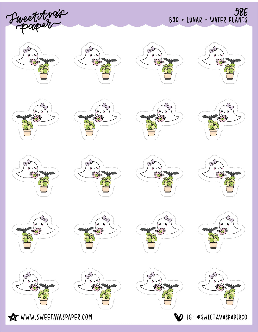 Water The Plants Planner Stickers - Boo and Lunar [586]