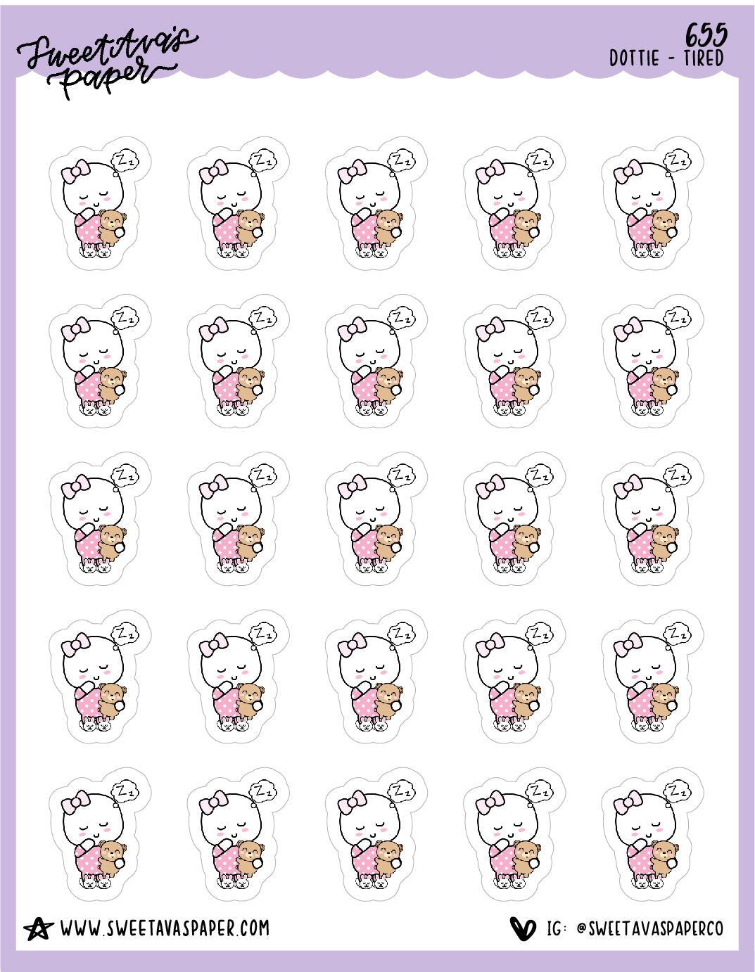 Tired Planner Stickers - Dottie The Sugar Bug - [655]
