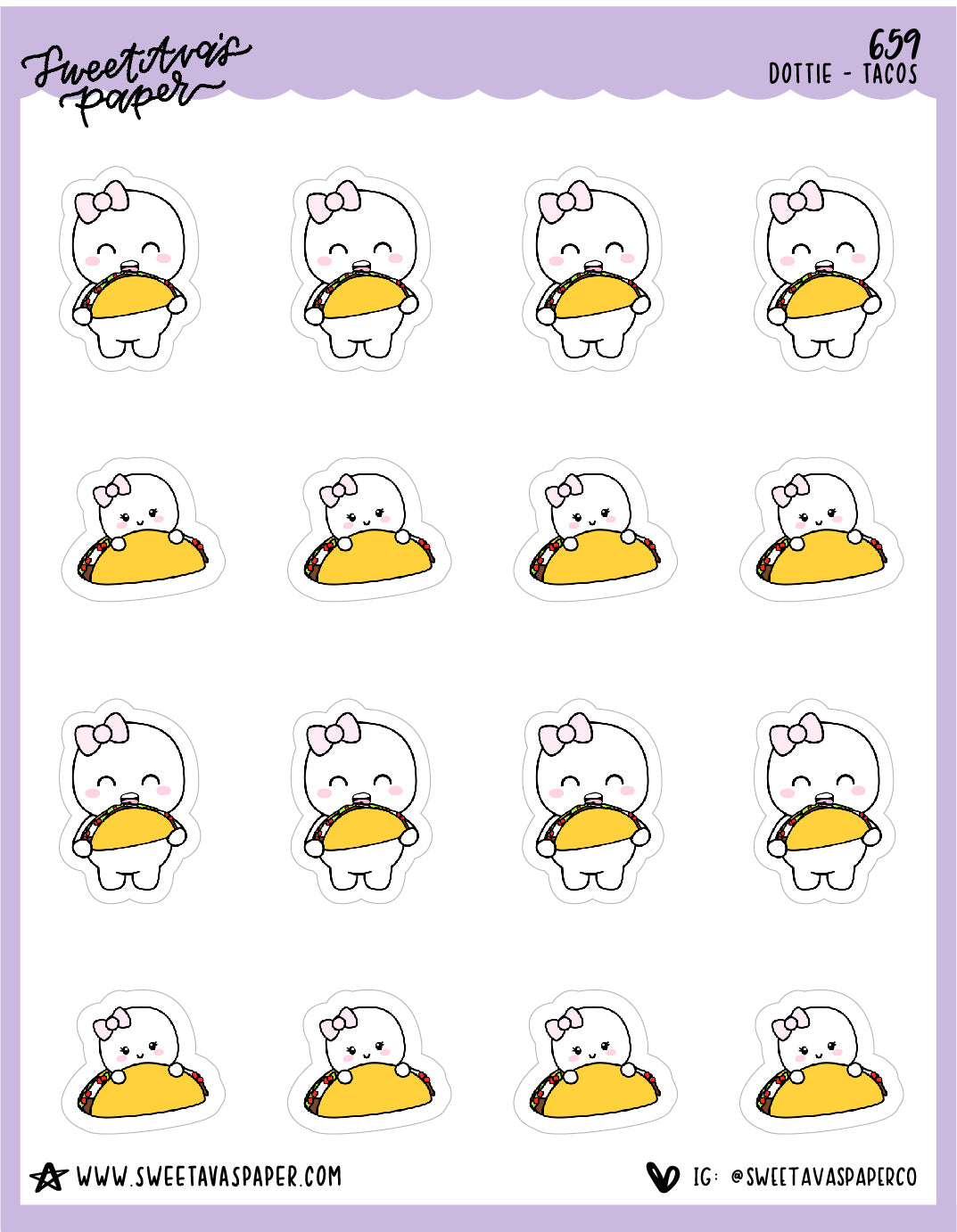 Taco Planner Stickers - Dottie The Sugar Bug - [659]
