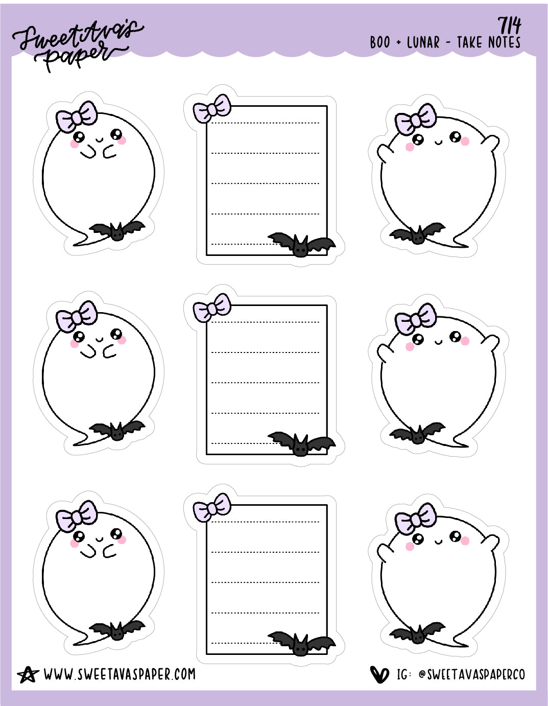 Spooky Notes Planner Stickers - Boo and Lunar [714]