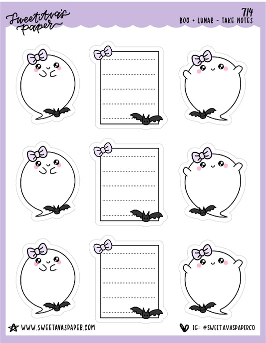 Spooky Notes Planner Stickers - Boo and Lunar [714]