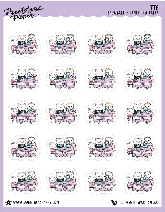 Tea Party Planner Stickers - Snowball The Cat - [776]
