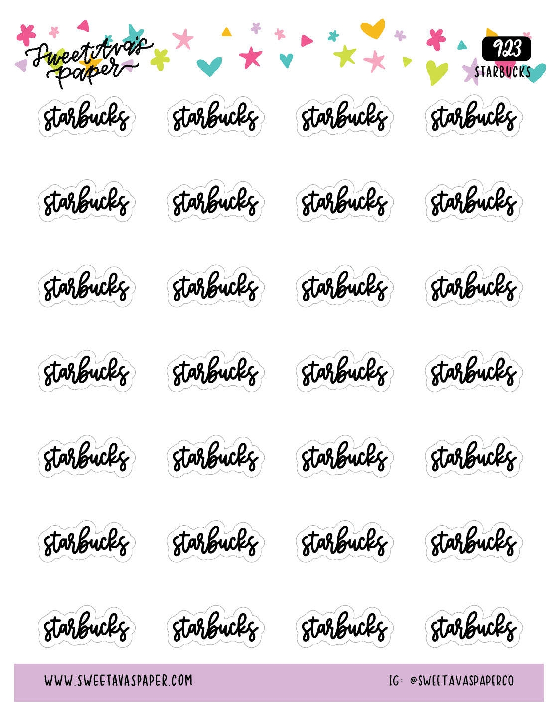 Starbucks Planner Stickers - Script / Text - [923]