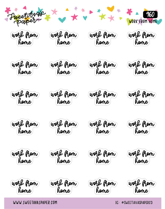 Work From Home Planner Stickers - Script / Text - [960]
