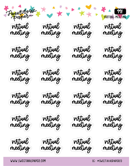 Virtual Meeting Planner Stickers - Script / Text - [991]