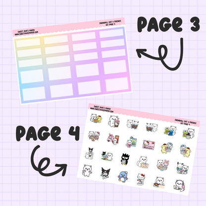 Snowball Cat & Friends Weekly Sticker Kit - Vertical Planner Kit - A La Carte or Full Kit - Planner Stickers - Snowball The Cat