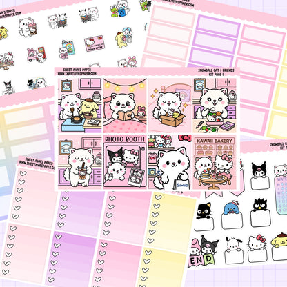 Snowball Cat & Friends Weekly Sticker Kit - Vertical Planner Kit - A La Carte or Full Kit - Planner Stickers - Snowball The Cat