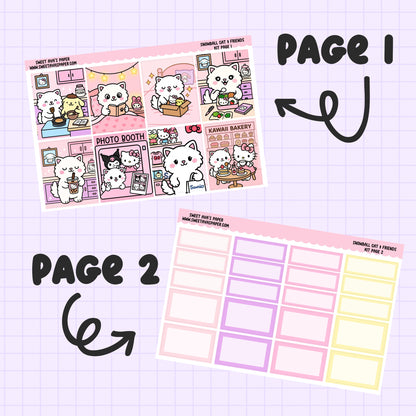 Snowball Cat & Friends Weekly Sticker Kit - Vertical Planner Kit - A La Carte or Full Kit - Planner Stickers - Snowball The Cat