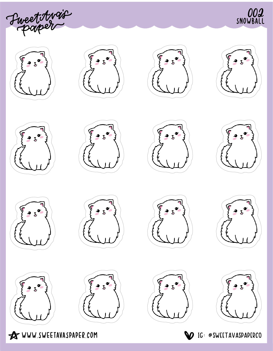 Cute Cat Stickers - Snowball The Cat - [002]