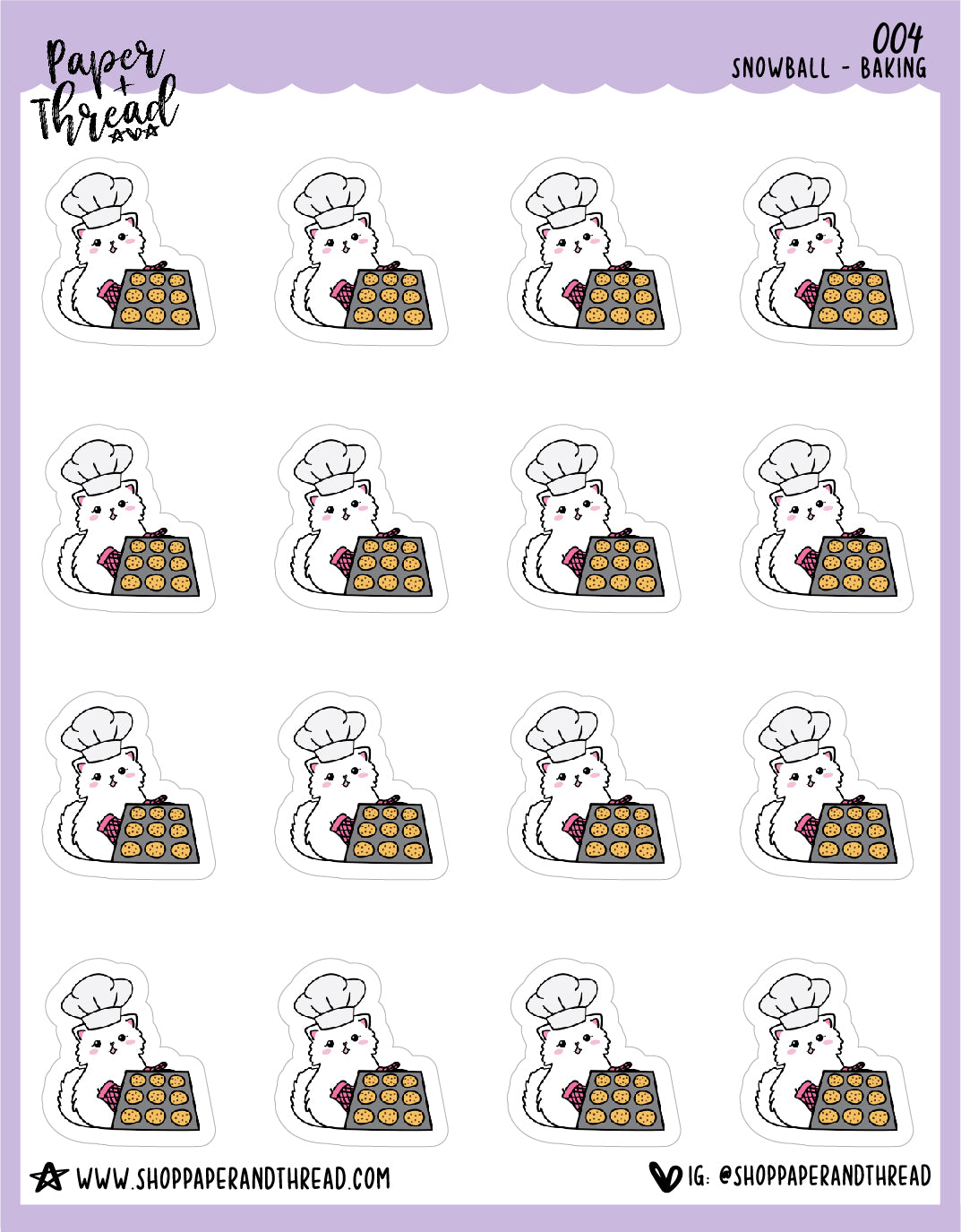 Bake Cookies Stickers - Snowball The Cat - [004]