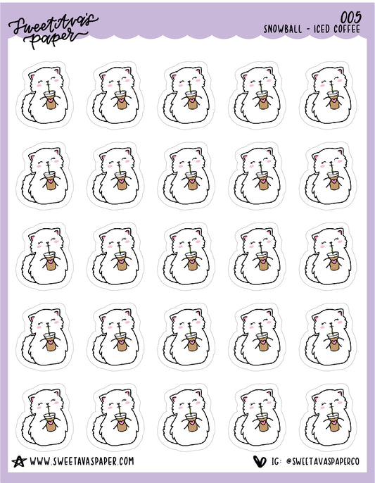 Iced Coffee Stickers - Snowball The Cat - [005]