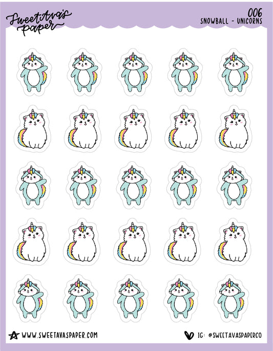 Unicorn Stickers - Snowball The Cat - [006]