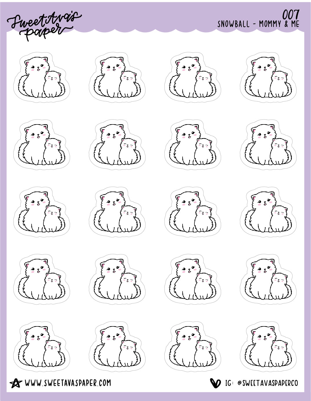 Mommy And Me Stickers - Snowball The Cat - [007]