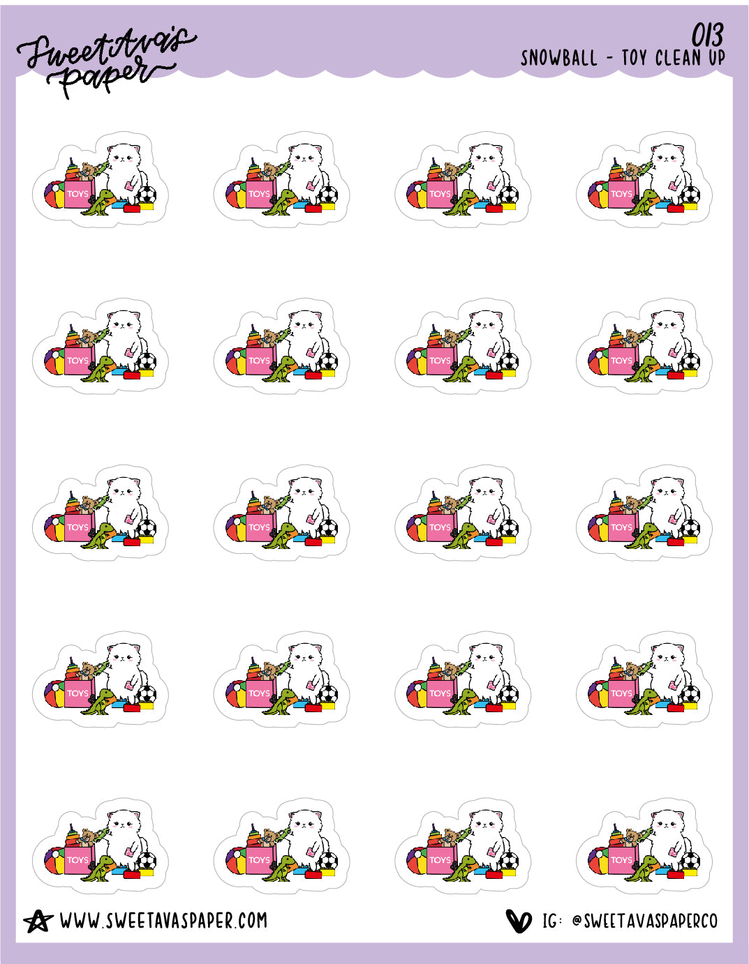Cleaning Toys Stickers - Snowball The Cat - [013]
