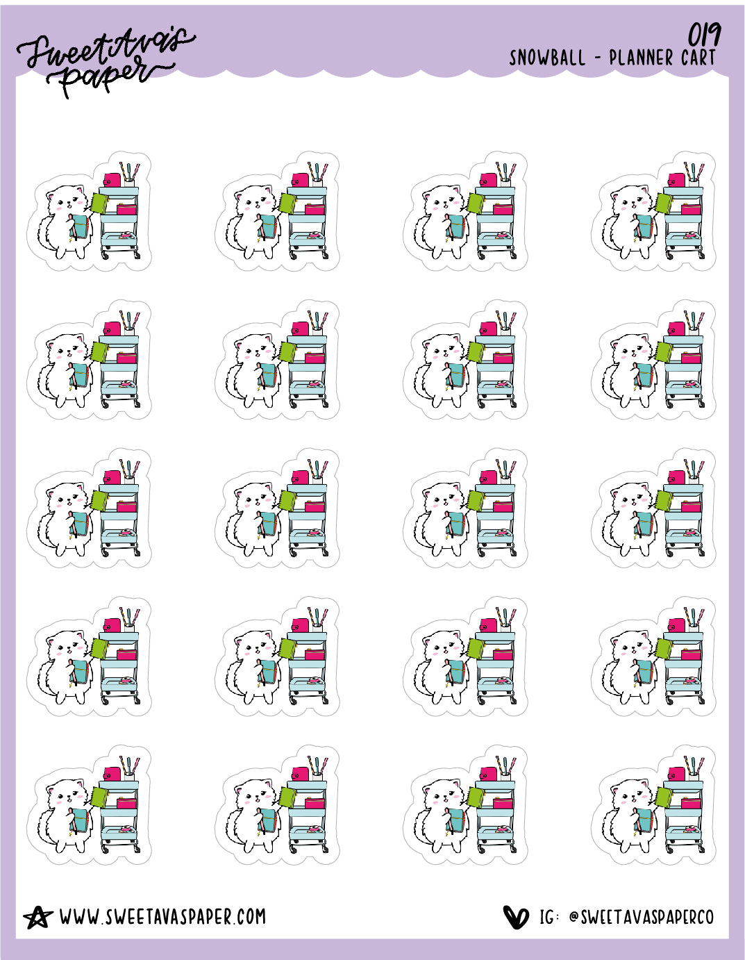 Planner Cart Stickers - Snowball The Cat - [019]