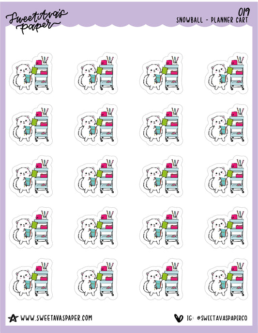 Planner Cart Stickers - Snowball The Cat - [019]