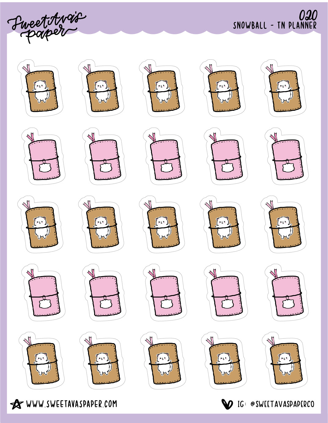 Traveler's Notebook Stickers - Snowball The Cat - [020]
