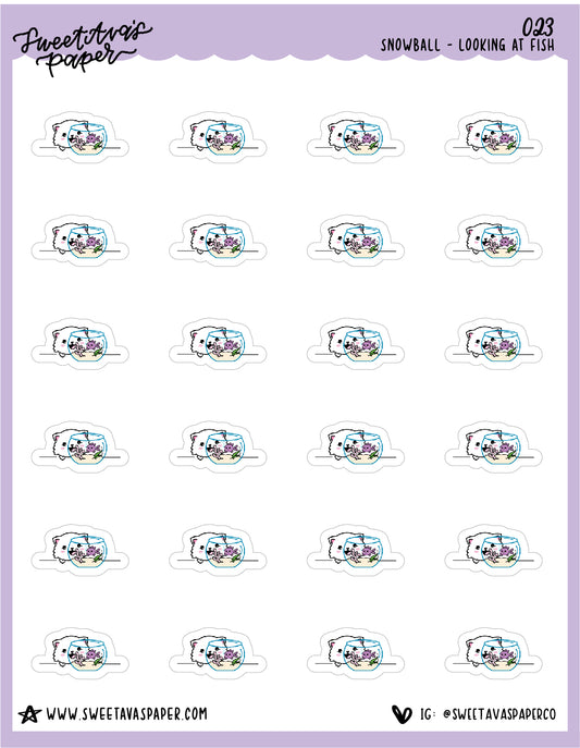 ICON SIZE - Fish Tank Stickers - Snowball The Cat - [023]