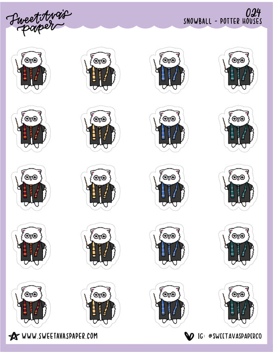 ICON SIZE - Wizard House Stickers - Snowball The Cat - [024]