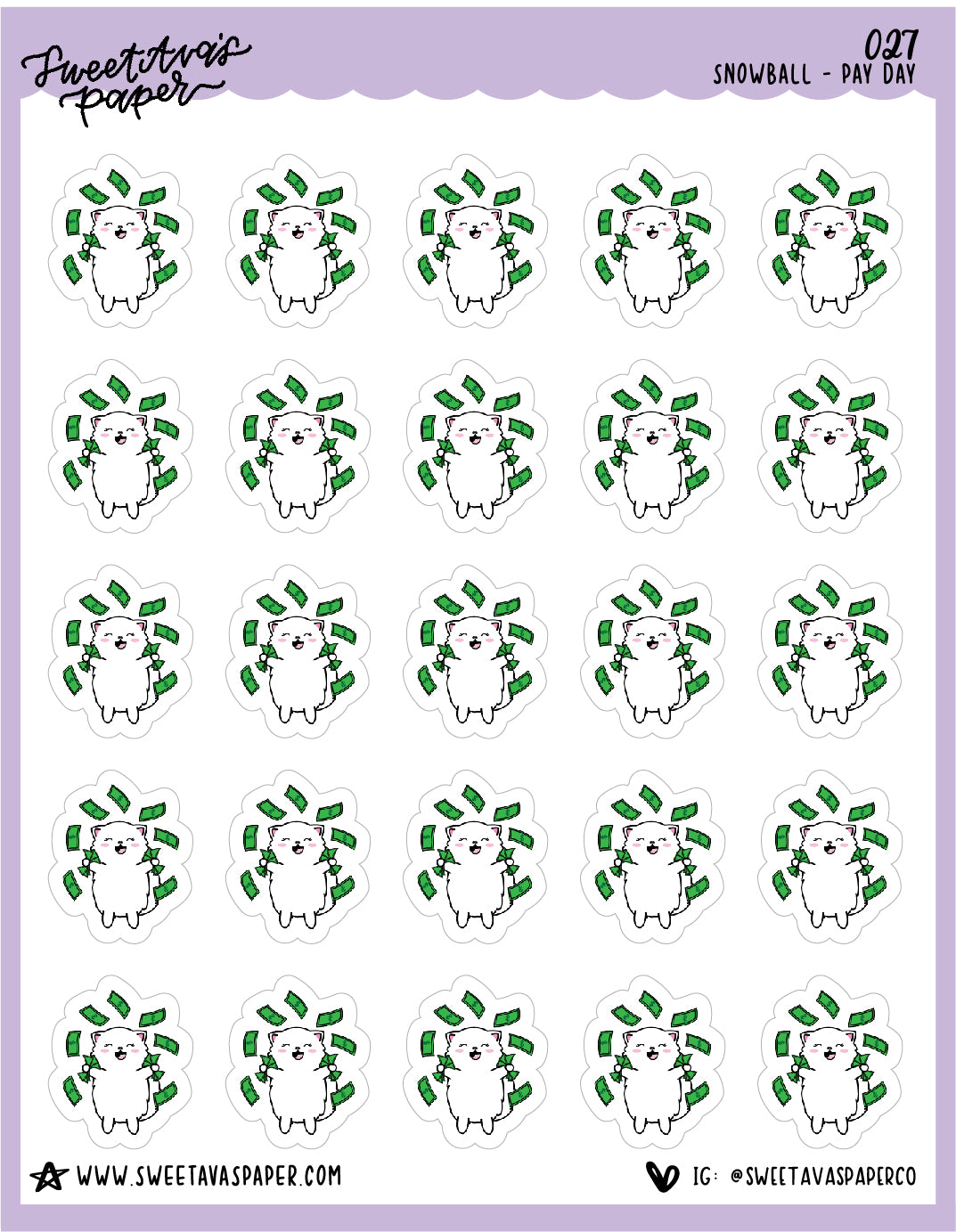 Pay Day Stickers - Snowball The Cat - [027]