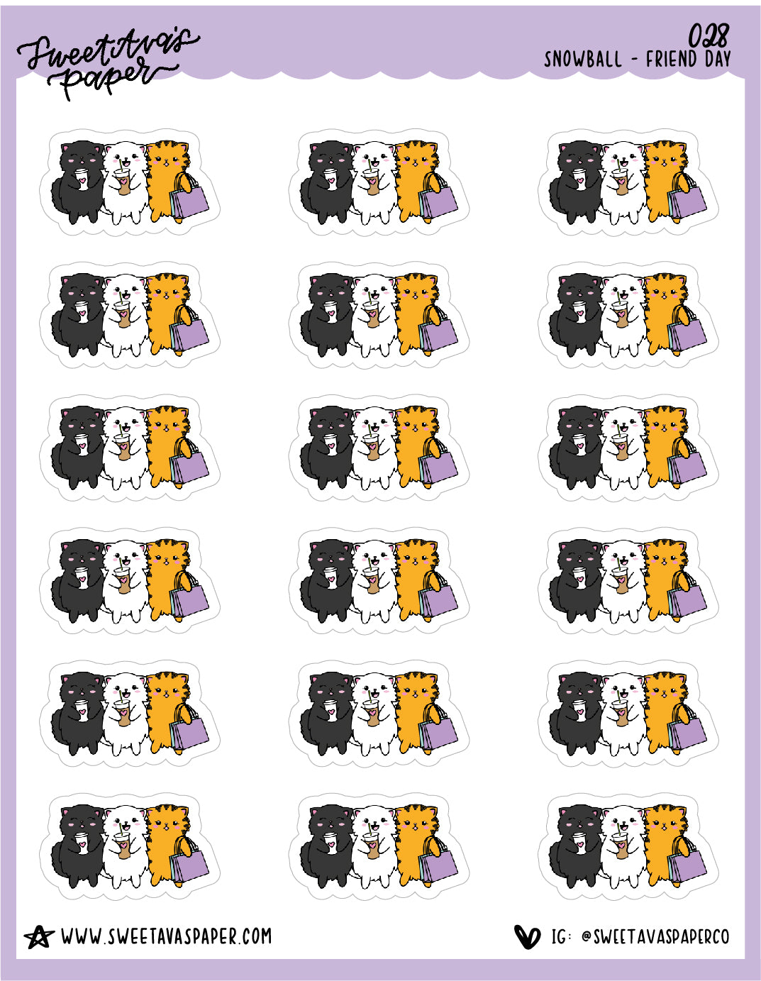 Out With Friends Stickers - Snowball The Cat - [028]