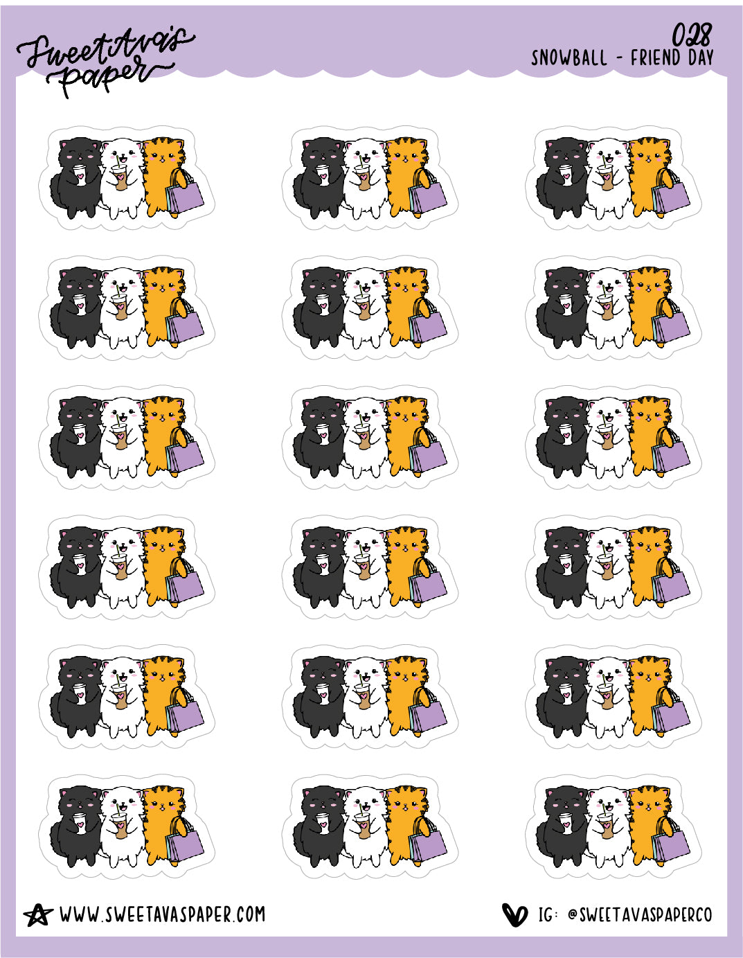 Out With Friends Stickers - Snowball The Cat - [028]
