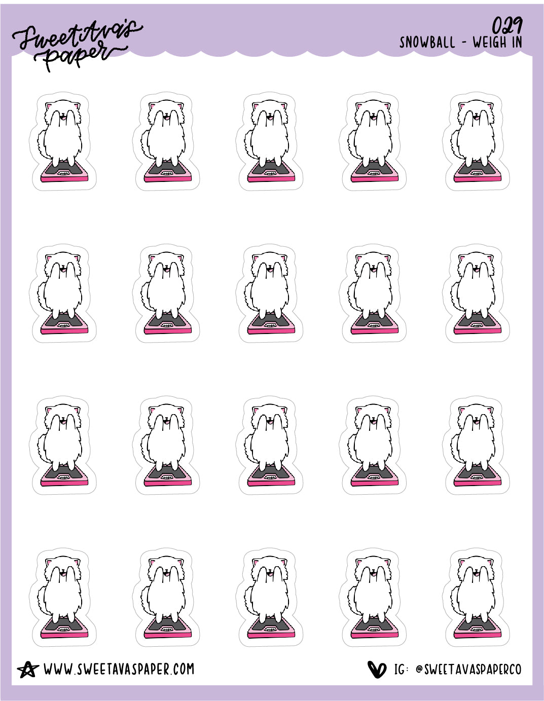 ICON SIZE - Weigh In Stickers - Snowball The Cat - [029]