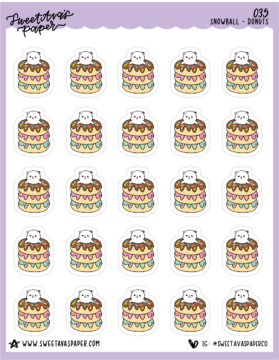 Doughnut Stack Stickers - Snowball The Cat - [035]